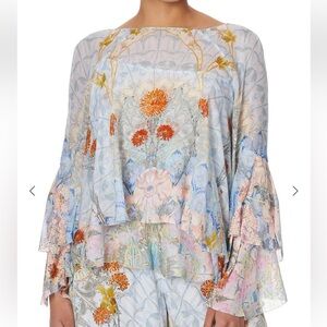 🎐Camilla Designer 100% Silk Layered Blouse Size M🎐